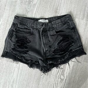 Abercrombie Black Distressed Jean Shorts